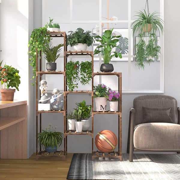 Plant Stand Indoor Outdoor,CFMOUR 10 Tire Tall Large Wood Plant Shelf Multi Tier Flower Stands,Garden Shelves Wooden Plant Display Holder Rack for Living Room Corner Balcony Office Lawn Patio - Image 3