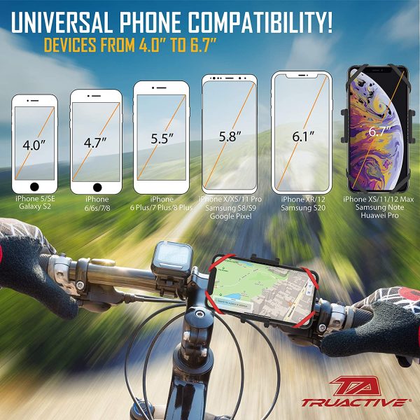 TruActive Premium Bike Phone Mount Holder, Motorcycle Phone Mount, Cell Phone Holder for Bike - Universal, Bike Phone Holder, Snowmobile, ATV - 6 Color Bands, Any Phone or Handlebar, Tool Free - Image 9