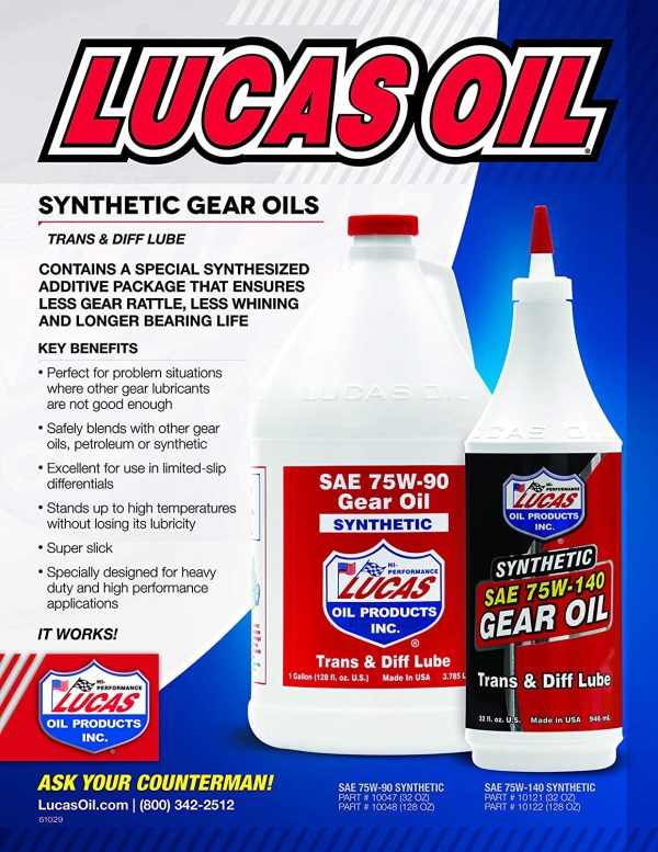 LUC10047 Clear 1 Quart (32 Ounces) Gear Oil