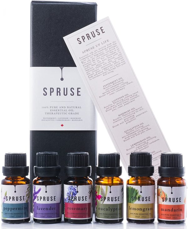 SPRUSE Canadian 100% Natural Essential Oils Set of 6 - Mandarin, Rosemary, Lemongrass, Eucalyptus, Peppermint, Lavender - Image 3