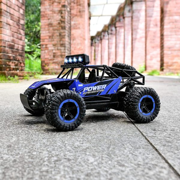 BEZGAR 17 Remote Control Car, Boys RC Truck Toy Grade 1:14 Scale 2WD High Speed 20 Km/h Electric Monster Vehicle Crawler with Two Rechargeable Batteries for Kids and Adults (Blue) - Image 6