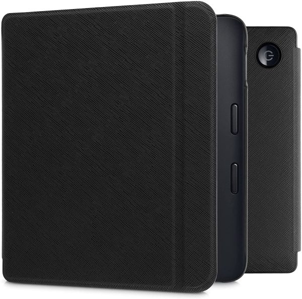 kwmobile Case Compatible with Kobo Libra 2 - Book Style PU Leather e-Reader Cover Folio Case - Black - Image 4