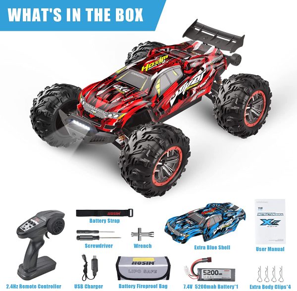 Hosim Brushless RC Cars, 1:10 High Speed 68+ KMH Remote Control Car for Adults Boys, 4WD All Terrains Waterproof Off Road Hobby Grade Fast Monster Trucks