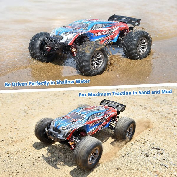 Hosim 1:16 Brushless 55+ kmh High Speed Large RC Cars,Remote Control Car 4x4 Off Road Monster Truck Electric All Terrain Waterproof Toys Hobby Vehicle for Kids and Adults - 2 Batteries for 40+ Min Play - Image 3