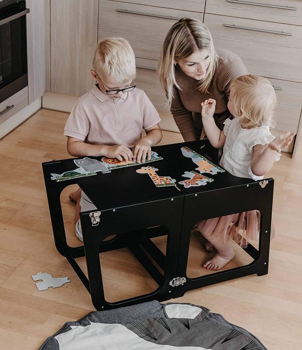 Safety Stool for Toddlers - Montessori Step Helper for Children - Foldable Study Table and Chair - Easy to Assemble, Child Safe, Rounded Corners - White - Image 6