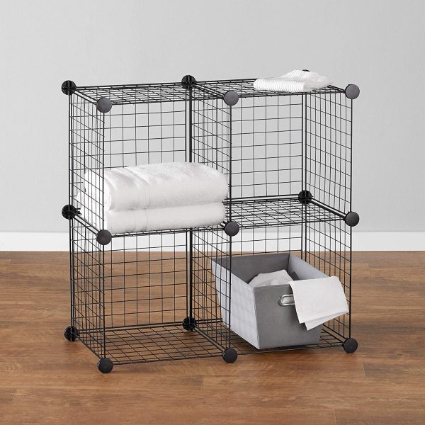 Amazon Basics 4 Cube Grid Wire Storage Shelves, Black - Image 5