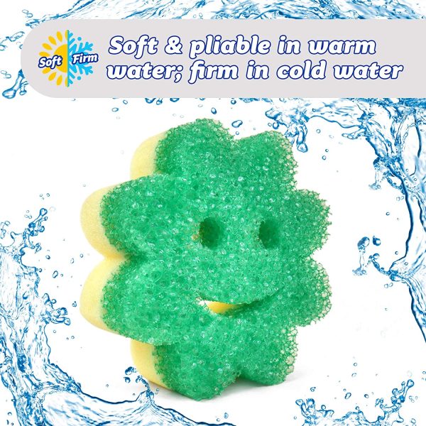 Scrub Daddy Sponge Set - Scrub Mommy Power Flower Dual- Sided Sponge and Scrubber - Non Scratch Sponge for Dishes and Home, Odor Resistant, Firm in Cold Water Soft in Warm , Multi-Surface 3 ct - Image 7