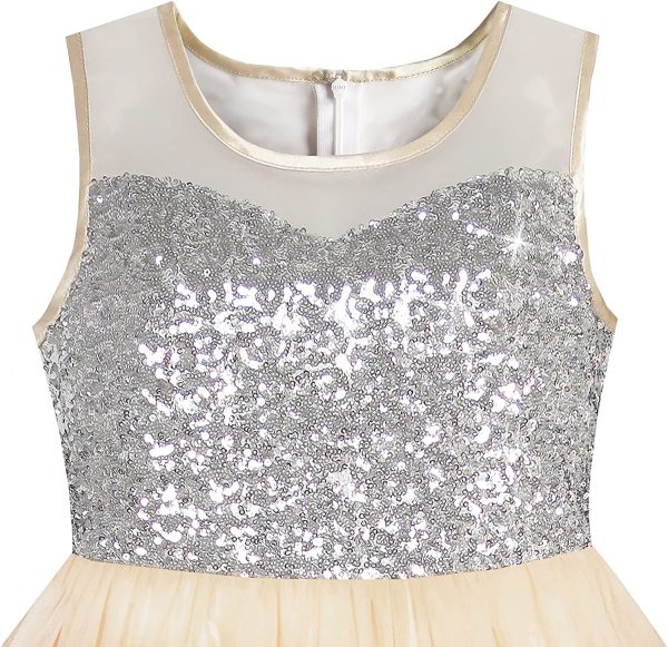 Sunny Fashion Girls Dress Sequin Mesh Party Wedding Princess Tulle - Image 2