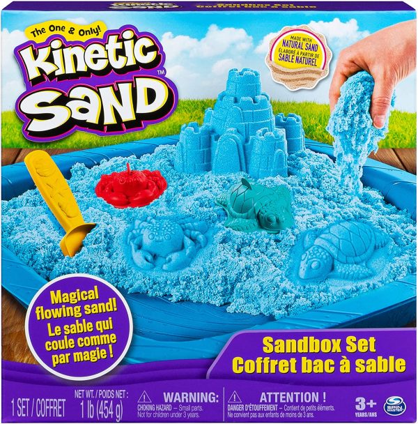 Kinetic Sand, Sandbox Playset with 1lb of Blue and 3 Molds, for Ages 3 and up - Image 5