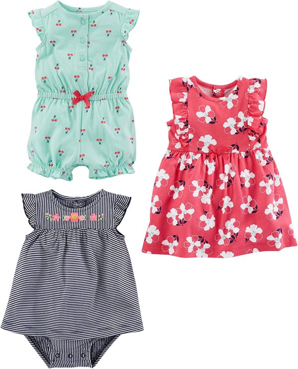 Simple Joys by Carter's baby-girls 3-Pack Romper, Sunsuit and Dress Romper - Image 4