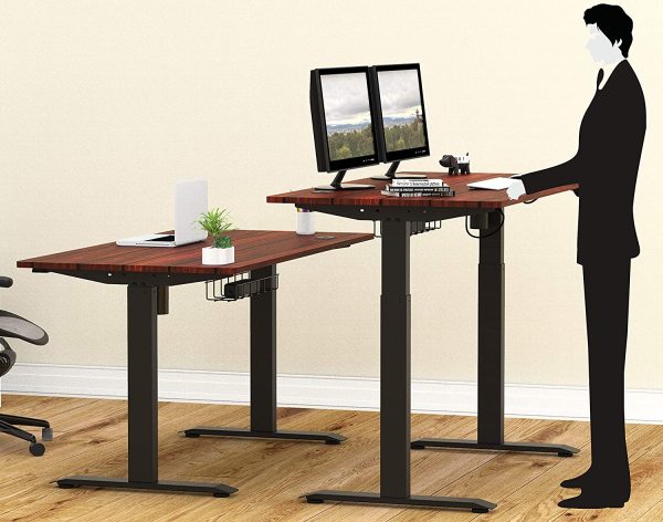 55-Inch Large Electric Height Adjustable Standing Desk, 140 x 71 cm, Cherry - Image 2