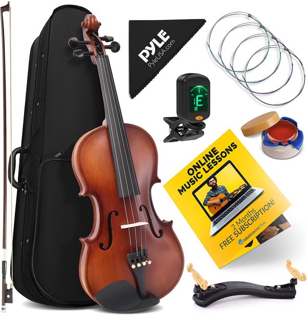 Pyle Full Size Beginner Violin - 4/4 23-Inch Student Full Size Violin Starter Kit Adult w/Premium Travel Case & Student Bow, Extra Strings, Digital Tuner, Shoulder Rest & Cleaning Cloth - PGVILN20 - Image 5