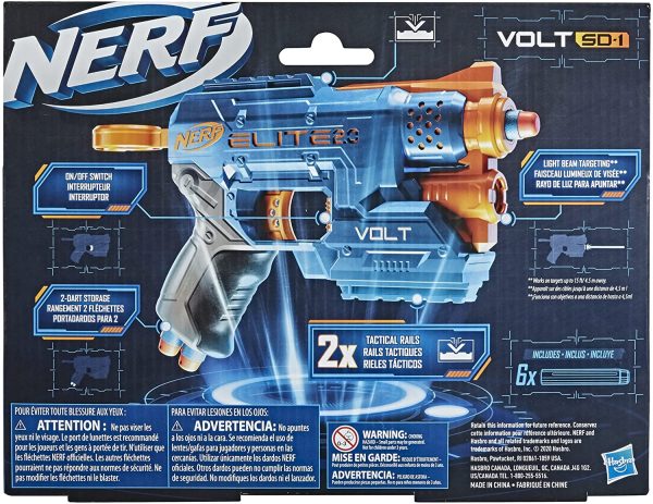 Nerf Elite 2.0 Volt SD-1 Blaster -- 6 Official Nerf Darts, Light Beam Targeting, 2-Dart Storage, 2 Tactical Rails to Customize for Battle - Image 4