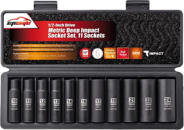 1/2-Inch Drive Metric Deep Impact Socket Set 11 Sockets - Image 5