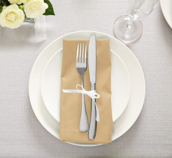 Cloth Napkins 18 by 18 Inches, 12 Pack Dinner Napkins, Cotton Blend Soft Durable Napkins (Beige)