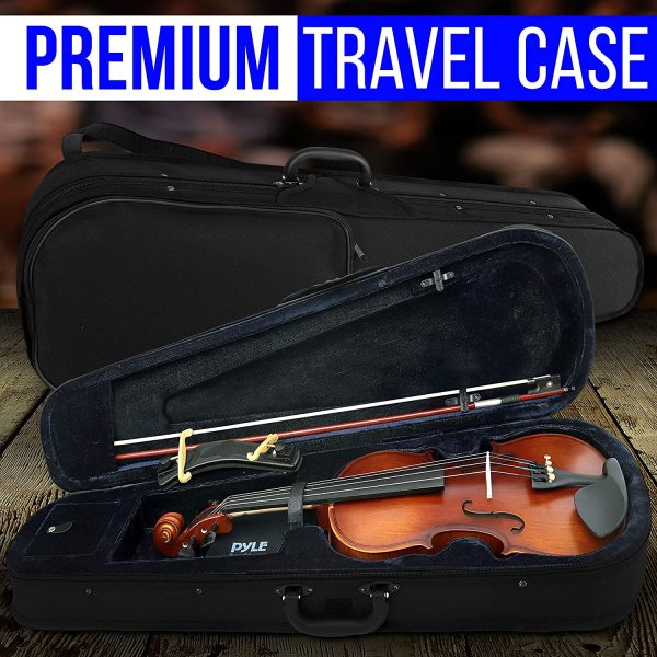 Pyle Full Size Beginner Violin - 4/4 23-Inch Student Full Size Violin Starter Kit Adult w/Premium Travel Case & Student Bow, Extra Strings, Digital Tuner, Shoulder Rest & Cleaning Cloth - PGVILN20 - Image 7