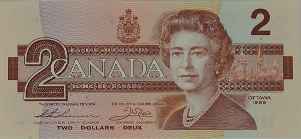 1986 Canada $2 Dollar Bill - Uncirculated Banknote - Paper Money (Qty 1) - Image 2