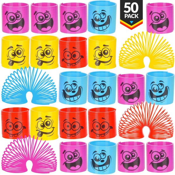 Bedwina Mega Pack of 50 Coil Springs - Assorted Emoji Silly Faces and Colors Mini Spring Toy for Party Favor Carnival Prize Gift Bag Filler - Image 3