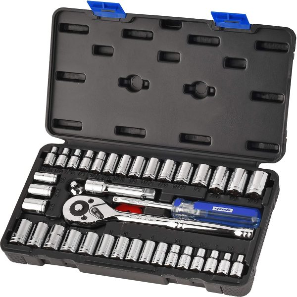 40 Pieces - EPAuto 1/4-Inch & 3/8-Inch Drive Socket Set with 72 Teeth Reversible Ratchet - Image 5