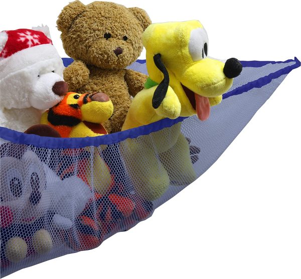 2 PK - SimpleHouseware Stuffed Animals Jumbo Toy Storage Hammock, Dark Blue - Image 3