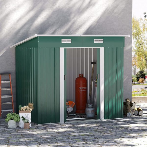 Outsunny 7'x 4' Metal Patio Storage Shed Garden Lockable Shed Tool Utility Storage Unit, Green - Image 9