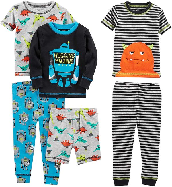 Simple Joys by Carter's Baby-Boys 6-Piece Snug Fit Cotton Pajama Set - Image 4