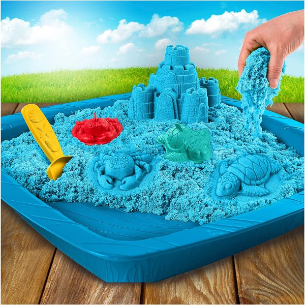 Kinetic Sand, Sandbox Playset with 1lb of Blue and 3 Molds, for Ages 3 and up - Image 3